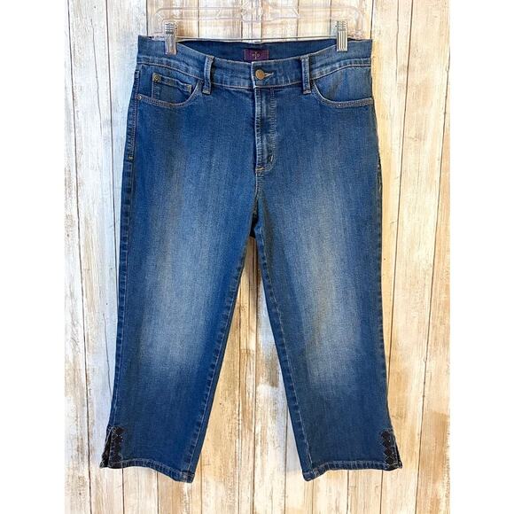 NYDJ Blue Crop Jeans Lift Tuck Technology Size 8 - Picture 1 of 8